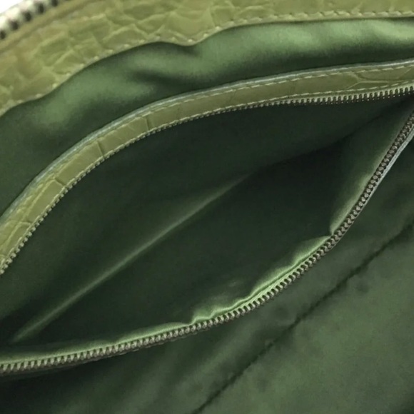 RARE👜VERSACE👜AUTHENTICATED Medusa Lime green croc embossed satchel - Picture 12 of 15